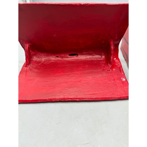 Handmade Snoopy Ceramic Doghouse Cookie Jar With Holiday Light Design red READ - Picture 6 of 8